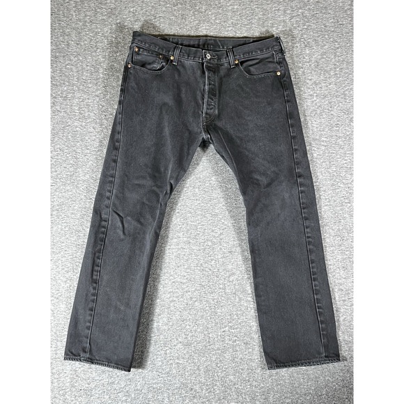 Levi's Other - Levis 501 Jeans Black Straight Button Fly Denim‎ Work Mens Size 38x29